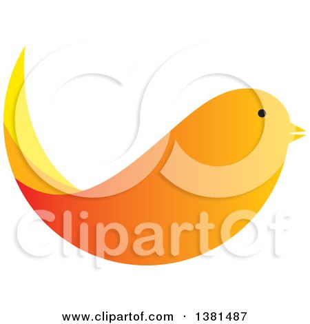 Clipart of a Gradient Orange Bird - Royalty Free Vector Illustration by ColorMagic