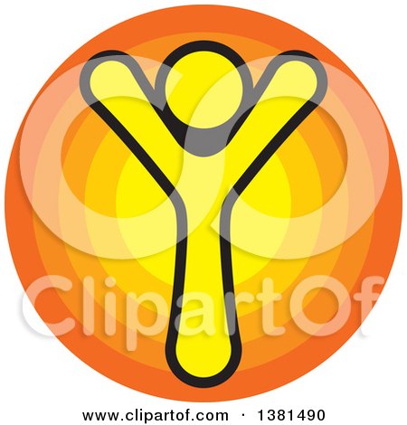 Clipart of a Happy Cheering Person over a Circle - Royalty Free Vector Illustration by ColorMagic