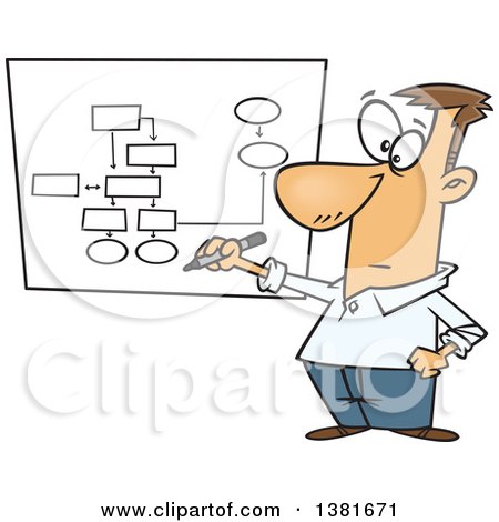 Clipart of a Cartoon Business White Man Drawing a Chart for Project Management - Royalty Free Vector Illustration by toonaday