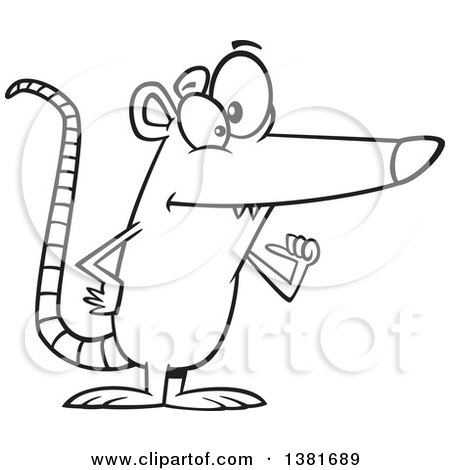 Clipart of a Cartoon Black and White Awesome Possum Pointing to Himself - Royalty Free Vector Illustration by toonaday
