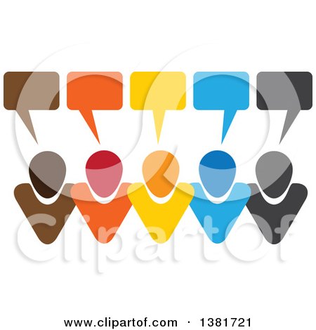 Clipart of a Colorful Group of People with Speech Balloons - Royalty Free Vector Illustration by ColorMagic