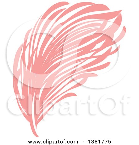 Clipart of a Flat Design Pink Feather Plume - Royalty Free Vector Illustration by elena