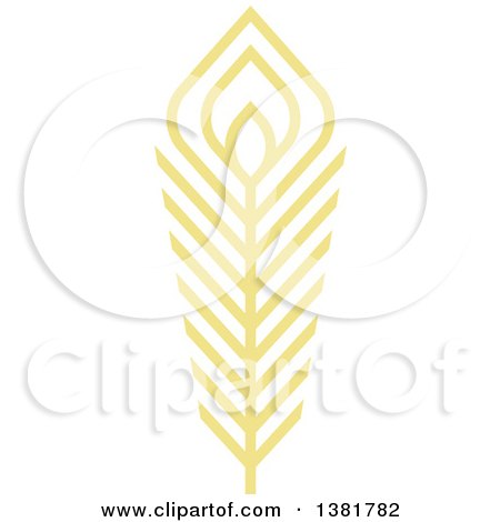 Clipart of a Flat Design Yellow Feather Plume - Royalty Free Vector Illustration by elena