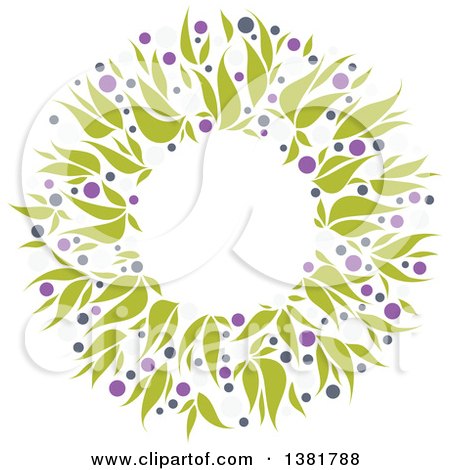 Clipart of a Flat Design Allium Floral Wedding Wreath - Royalty Free Vector Illustration by elena