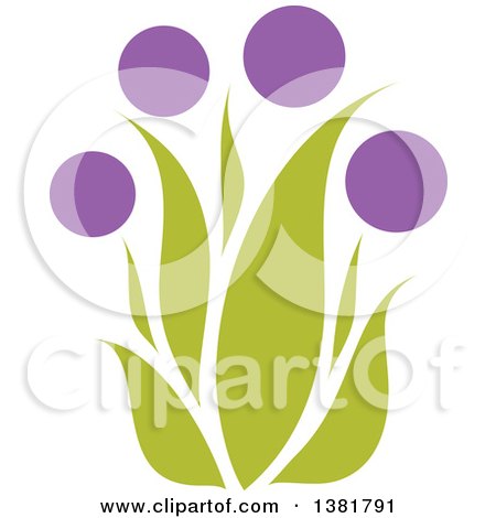 Clipart of a Flat Design Purple Allium Flowering Plant - Royalty Free Vector Illustration by elena