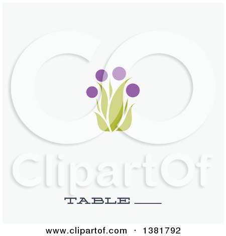 Clipart of a Flat Design Purple Allium Flowering Plant with Wedding Table Number Space on White - Royalty Free Vector Illustration by elena