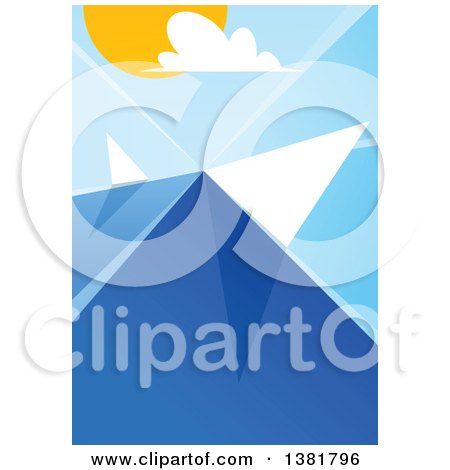 Clipart of a Geometric Travel Background of Boats Sailing at Sea - Royalty Free Vector Illustration by elena