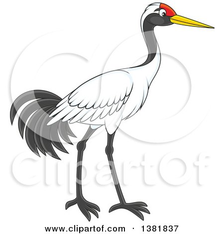 Clipart of a Walking Crane Bird - Royalty Free Vector Illustration by Alex Bannykh