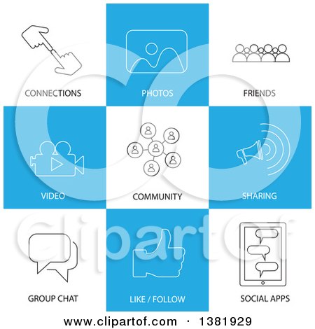Clipart of Social Networking Icons with Text - Royalty Free Vector Illustration by ColorMagic