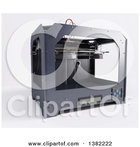 Clipart of a 3d Printer, on a White Background - Royalty Free Illustration by KJ Pargeter