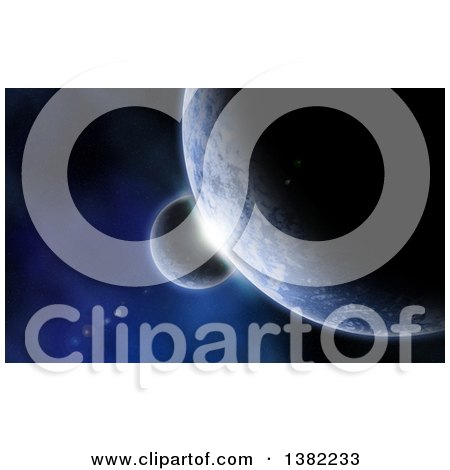 Clipart of a Background of 3d Fictional Planets and Nebula Lined up - Royalty Free Illustration by KJ Pargeter
