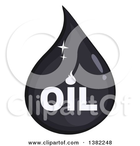 Clipart of a Cartoon Shiny Oil Drop with Text - Royalty Free Vector Illustration by Hit Toon