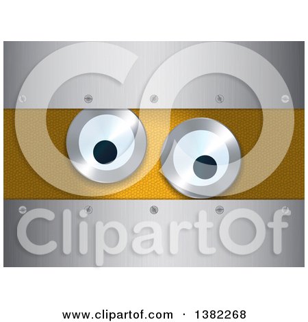 Clipart of Eyes on an Orange Panel, Framed in Brushed Metal - Royalty Free Vector Illustration by elaineitalia