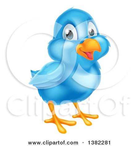 Clipart of a Happy Blue Bird - Royalty Free Vector Illustration by AtStockIllustration