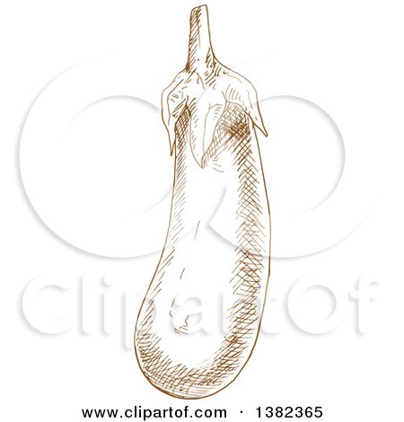Clipart of a Brown Sketched Eggplant - Royalty Free Vector Illustration by Vector Tradition SM