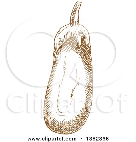 Clipart of a Brown Sketched Eggplant - Royalty Free Vector Illustration by Vector Tradition SM