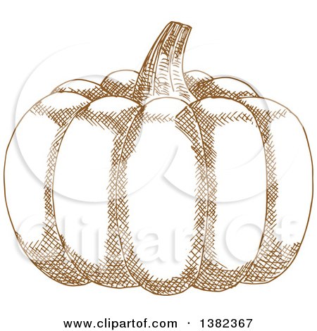 Clipart of a Brown Sketched Pumpkin| Royalty Free Vector Illustration by Vector Tradition SM