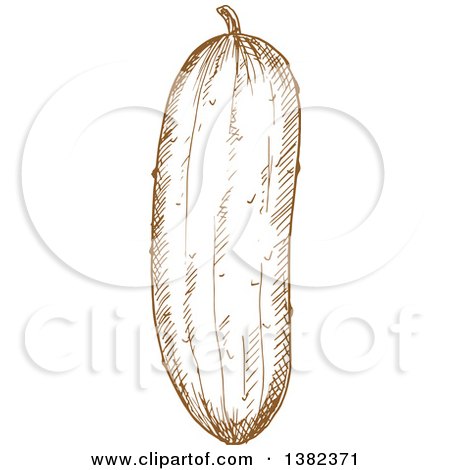 Clipart of a Brown Sketched Cucumber - Royalty Free Vector Illustration by Vector Tradition SM