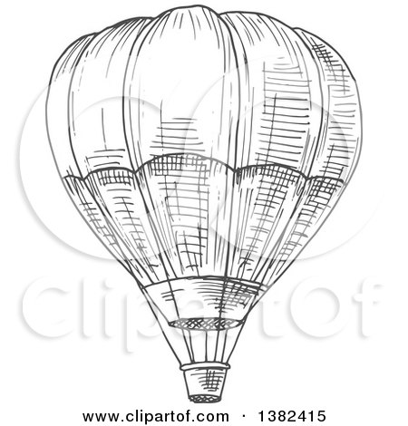 Clipart of a Gray Sketched Hot Air Balloon - Royalty Free Vector Illustration by Vector Tradition SM