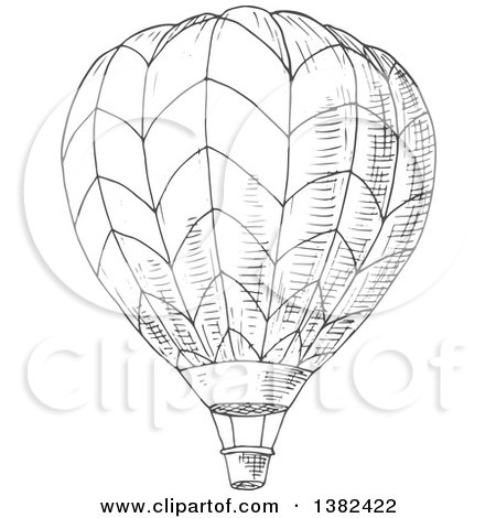 Clipart of a Gray Sketched Hot Air Balloon - Royalty Free Vector Illustration by Vector Tradition SM