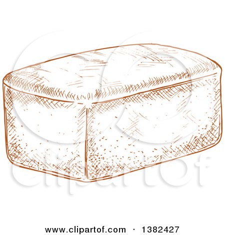 Clipart of a Brown Sketched Loaf of Bread - Royalty Free Vector Illustration by Vector Tradition SM