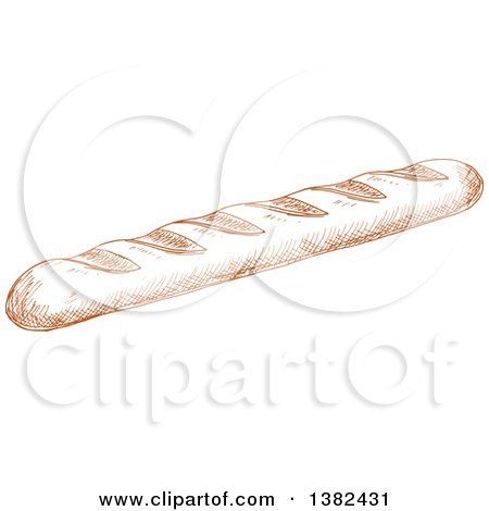 Clipart of a Brown Sketched Baguette - Royalty Free Vector Illustration by Vector Tradition SM