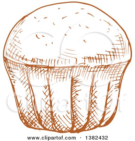 Clipart of a Brown Sketched Muffin - Royalty Free Vector Illustration by Vector Tradition SM