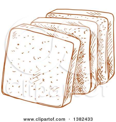 Clipart of Brown Sketched Toast - Royalty Free Vector Illustration by Vector Tradition SM