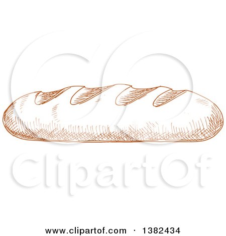 Clipart of a Brown Sketched French Bread - Royalty Free Vector Illustration by Vector Tradition SM
