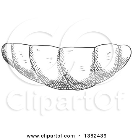 Clipart of a Gray Sketched Croissant - Royalty Free Vector Illustration by Vector Tradition SM