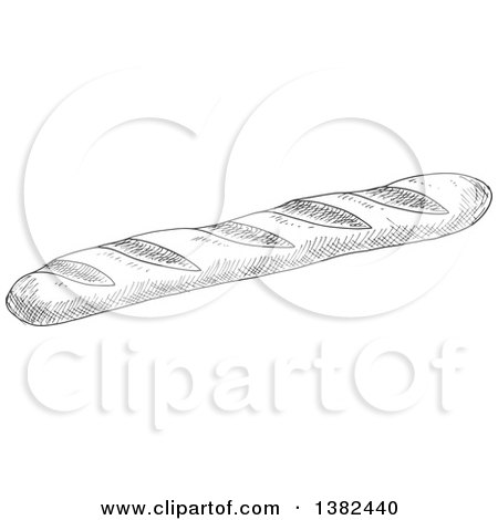 Clipart of a Gray Sketched Baguette - Royalty Free Vector Illustration by Vector Tradition SM