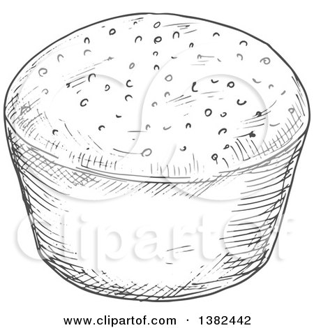 Clipart of a Gray Sketched Muffin - Royalty Free Vector Illustration by Vector Tradition SM