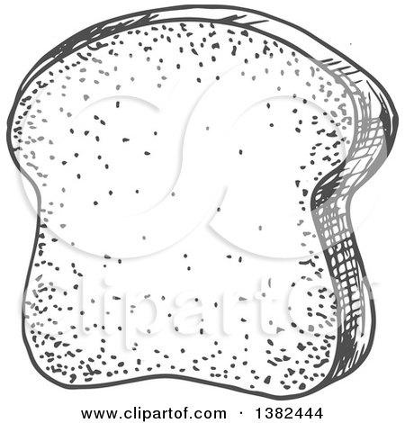Clipart of a Gray Sketched Slice of Toast - Royalty Free Vector Illustration by Vector Tradition SM