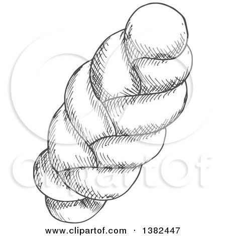 Clipart of a Gray Sketched Braided Bread - Royalty Free Vector Illustration by Vector Tradition SM