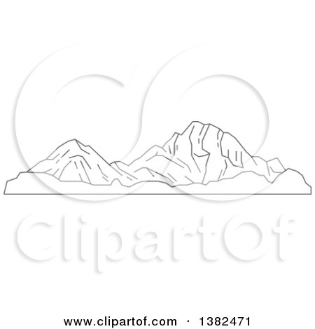 Clipart of a Gray Sketch of the Rocky Mountains - Royalty Free Vector Illustration by Vector Tradition SM