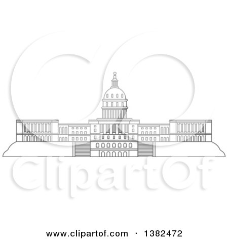 Clipart of a Gray Sketch of the Capitol Building, United States - Royalty Free Vector Illustration by Vector Tradition SM