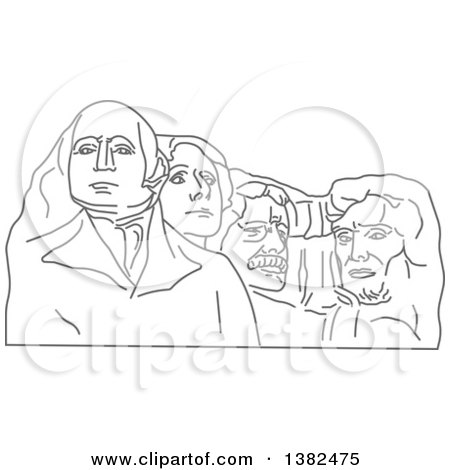 Clipart of a Gray Sketch of Mount Rushmore - Royalty Free Vector Illustration by Vector Tradition SM