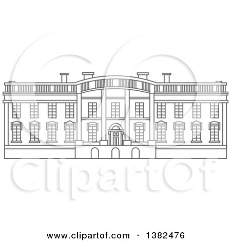 Clipart of a Gray Sketch of the White House - Royalty Free Vector Illustration by Vector Tradition SM