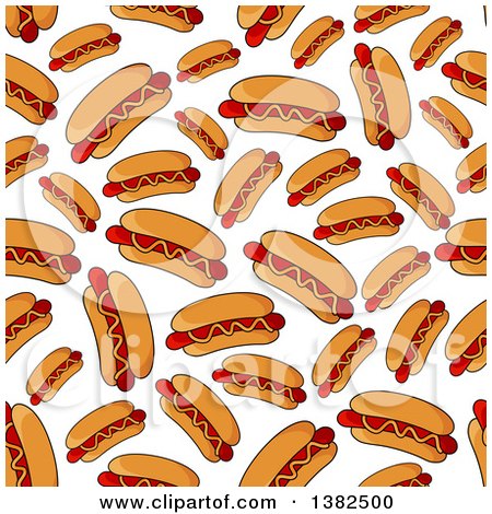 Clipart of a Seamless Hot Dog Background Pattern - Royalty Free Vector Illustration by Vector Tradition SM