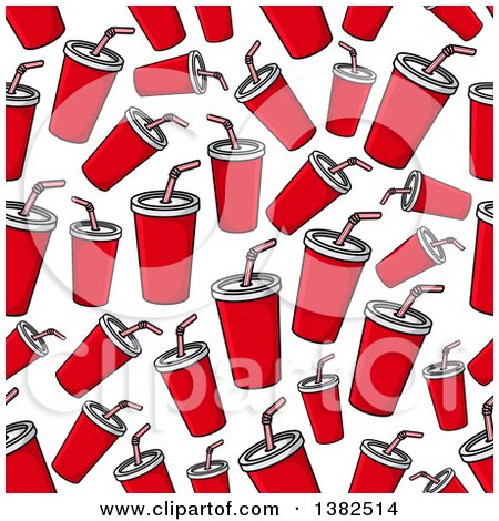 Clipart of a Seamless Background Pattern of Fountain Sodas - Royalty Free Vector Illustration by Vector Tradition SM