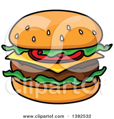 Clipart of a Cartoon Cheeseburger - Royalty Free Vector Illustration by Vector Tradition SM