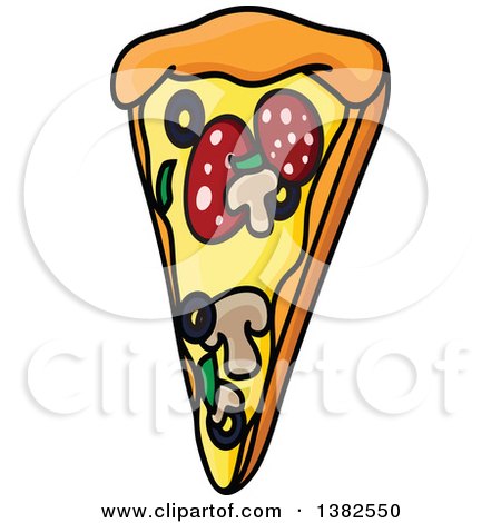 Clipart of a Cartoon Slice of Pizza - Royalty Free Vector Illustration by Vector Tradition SM