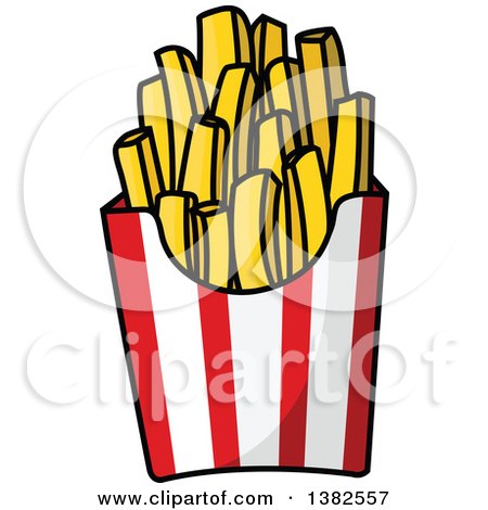 Clipart of a Cartoon Box of French Fries - Royalty Free Vector ...