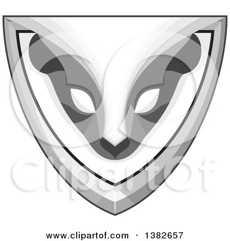 Clipart of a Grayscale Retro Styled Skunk Head in a Shield - Royalty Free Vector Illustration by patrimonio