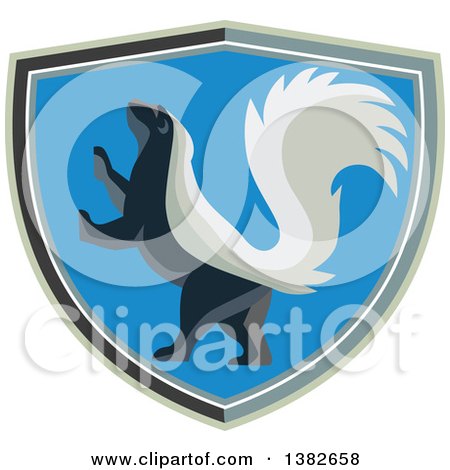 Clipart of a Retro Rampant Skunk in a Shield - Royalty Free Vector Illustration by patrimonio