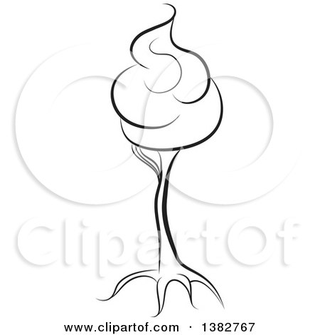 Clipart of a Black and White Abstract Tree - Royalty Free Vector Illustration by MilsiArt