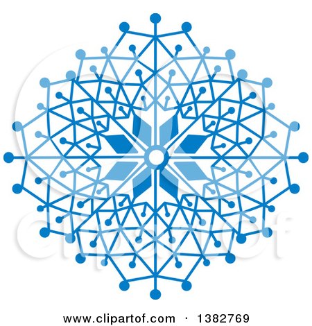 Clipart of a Blue Ornate Winter Snowflake - Royalty Free Vector Illustration by MilsiArt