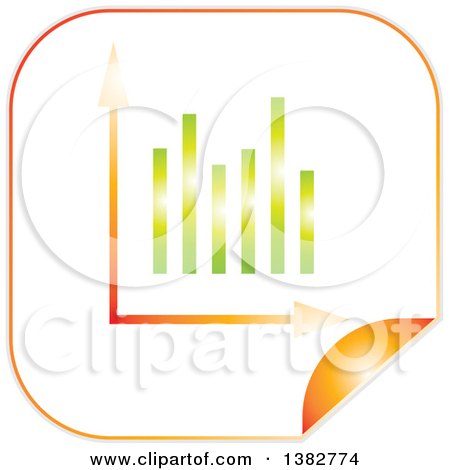 Clipart of a 3d Green Shiny Bar Graph and Arrows on a Sticker - Royalty Free Vector Illustration by MilsiArt