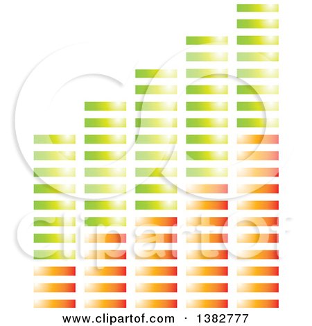 Clipart of a 3d Green and Orange Shiny Equilizer Bar Graph - Royalty Free Vector Illustration by MilsiArt