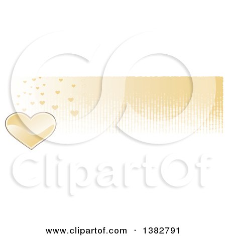 Clipart of a Valentines Day Website Banner Header with a Gold Heart and Grunge - Royalty Free Vector Illustration by MilsiArt